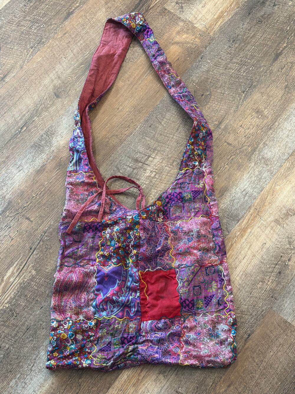handmade bohemian patchwork shoulder bag silk/cotton